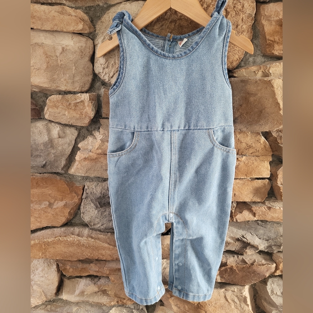 Denim-Like Overalls Jumpsuit For Baby Girl 12m
